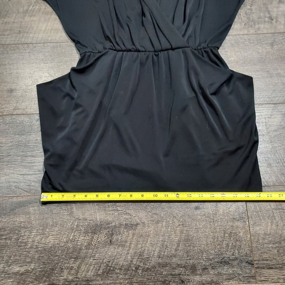 Rachel Roy Black Doleman Sleve Draped Faux Wrap 24 Hour Mini Dress Woman M - Picture 8 of 10